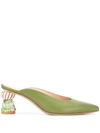Jacquemus Maceio Embellished-heel Leather Mules In Green