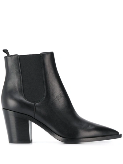 Gianvito Rossi 75mm Elasticated Pointed Toe Boots In Black