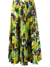 VALENTINO MONKEY FOREST PLEATED MIDI SKIRT