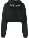 Alessandra Rich Embellished Cotton-blend Hoodie In Black