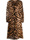 Dolce & Gabbana Tiger-print Stretch-silk Crepe Midi Dress In Neutrals