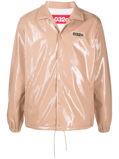 032c Pink Patent Embroidered Logo Patch Jacket In Nude