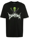Domrebel Distressed Alien Print T-shirt In Black