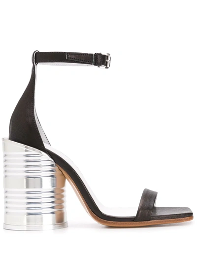 Mm6 Maison Margiela Tin Can Heel Sandals In Nero