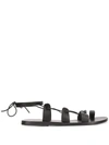 Ancient Greek Sandals Alcyone Lace-up Metallic Leather Sandals In Black