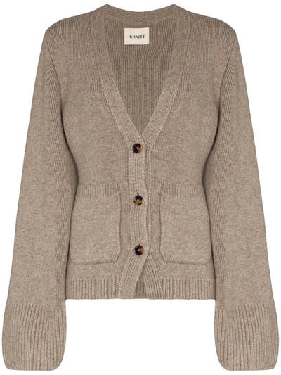 Khaite The Scarlet Cashmere Cardigan In Taupe