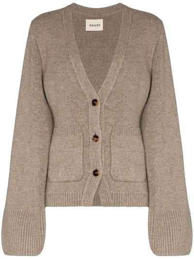 Khaite Scarlet Cashmere-blend Cardigan In Barley