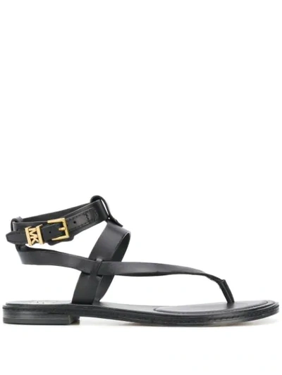 Michael Michael Kors Pearson Leather Thong-sandals In Black