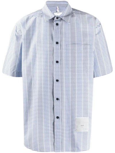 Oamc Short Sleeve Checked Print Shirt In Blue