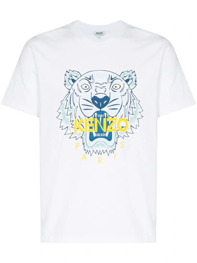 Kenzo Tiger Motif Print T-shirt In White