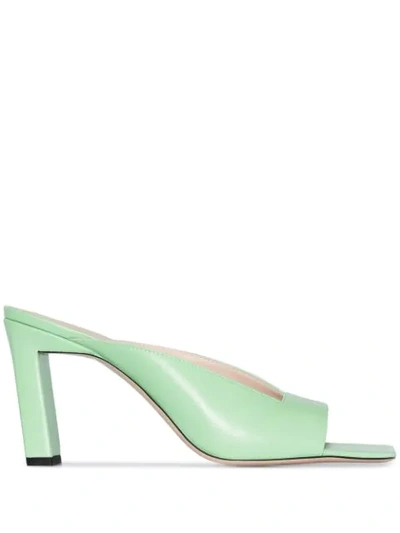 Wandler Isa 85mm Leather Mules In Green