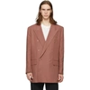 PAUL SMITH PINK LINEN LONGLINE DOUBLE-BREASTED BLAZER