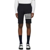 THOM BROWNE NAVY 4-BAR WOOL SHORTS