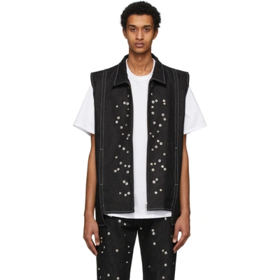 Afterhomework Ssense Exclusive Navy Pressure Waistcoat In Navy/silver