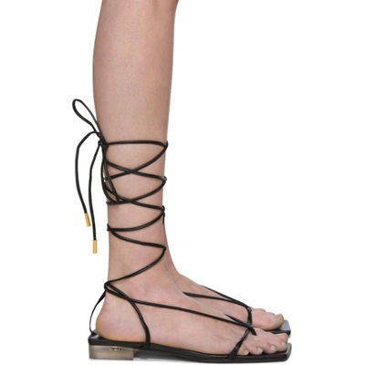 Versace 20mm Leather Lace-up Thong Sandals In Black
