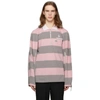 BURBERRY BURBERRY PINK AND GREY STRIPED ZIP DETAIL POLO