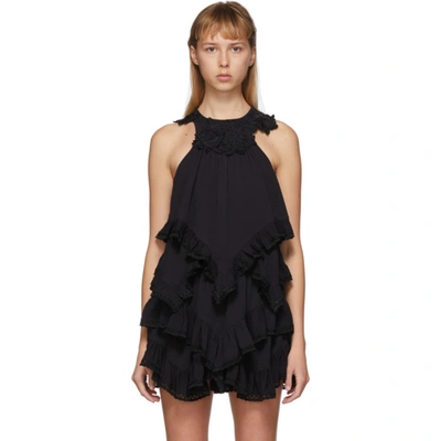 Isabel Marant Floral Embroidered Layered Top In Black