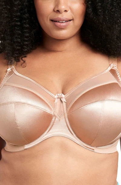 Goddess Keira Satin Side Support Bra In Fawn