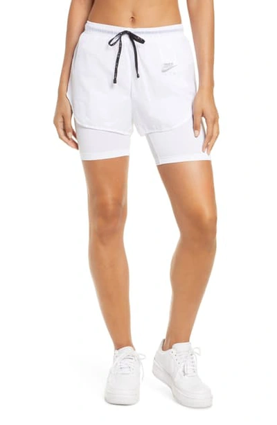 Nike Air 2-in-1 Running Shorts In White/ White/ Silver