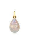 Monica Vinader Fiji Bud Mini 18ct Gold-plated Sterling Silver And Baroque Pearl Pendant In 18k Yellow Gold
