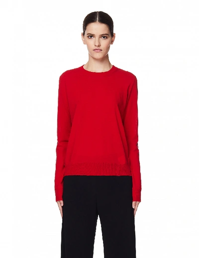 Maison Margiela Gathered Cotton Sweater In Red