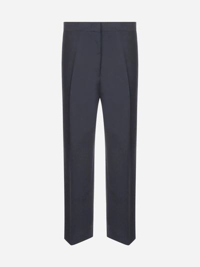 Jil Sander Wool And Mohair Blend Cropped Trousers In Blue
