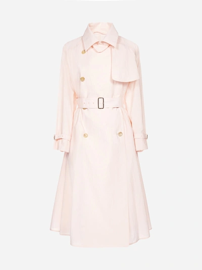 Max Mara Textured Cotton Blend Trench Coat In Pink