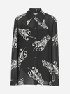 PRADA FEATHER PRINT CREPE SHIRT