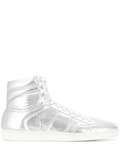 Saint Laurent Sl/10h Signature Court Classic High Top Sneaker In Silver