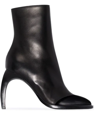 Ann Demeulemeester Curved Heel Contrast Panel Boots In Black