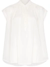 Nili Lotan Normandy Shirred Cotton Blouse In White
