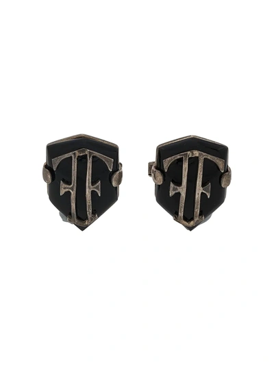 Pre-owned Gianfranco Ferre 2000s Shield Cufflinks In Metallic