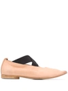 Uma Wang Crossover-straps Pointed Ballerina Shoes In Rose & Black