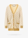 Gucci Gg Pattern Buttoned Cardigan In Beige