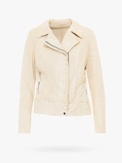 Salvatore Santoro Leather Jacket - Atterley In Beige