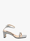 Sergio Rossi 60mm Embellished Glitter Leather Sandals In Silver