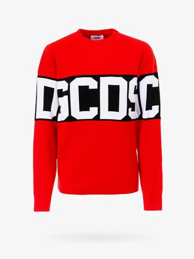 Gcds Logo Cotton Blend Sweater In Red