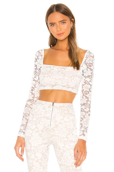 Superdown Justene Sheer Lace Top In White