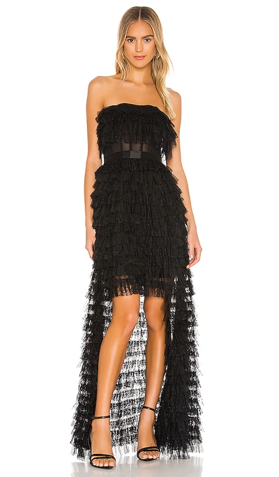 Bcbgmaxazria Strapless Ruffled Tulle Gown In Black | ModeSens