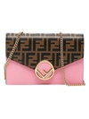 FENDI Pink And Brown Mini Wallet On Chain,8BS006 AAII