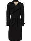 Burberry Kensington Heritage Long Trench Coat In Black