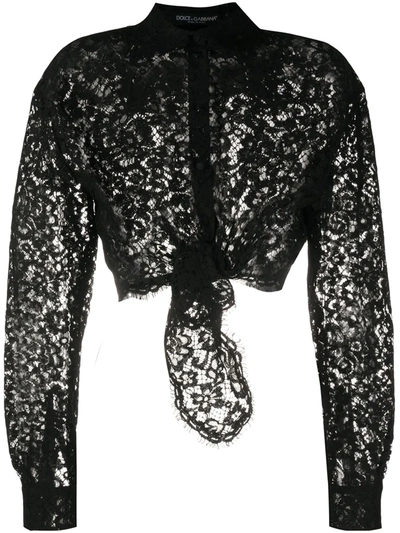 Dolce & Gabbana Sheer Lace Shirt In Black