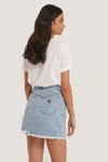 ABRAND RAW HEM DENIM SKIRT - BLUE