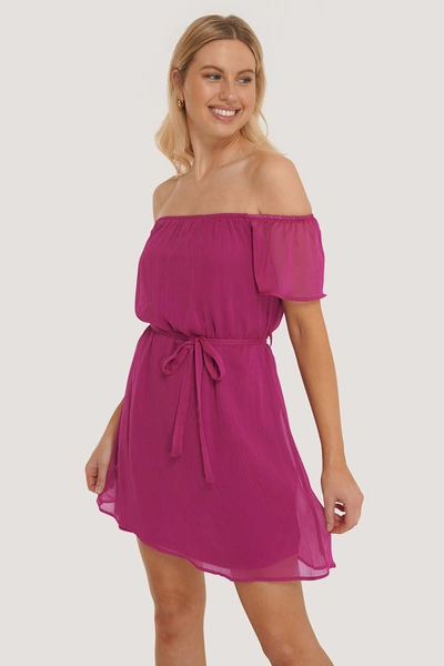 Trendyol Off Shoulder Belted Mini Dress - Pink