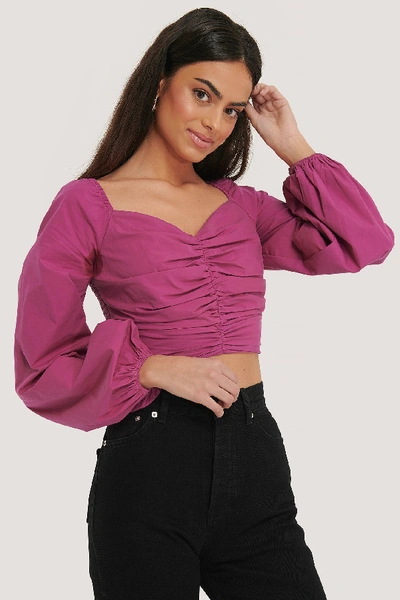 Na-kd Gathered Front Cotton Blouse - Pink In Fuchsia