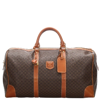 Pre-owned Celine Brown/dark Brown Macadam Canvas Travel Bag