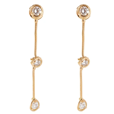 Pre-owned Van Cleef & Arpels La Pluie Diamond Drop 18k Yellow Gold Earrings
