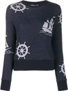 Thom Browne Nautical Print Sweatshirt In Blue