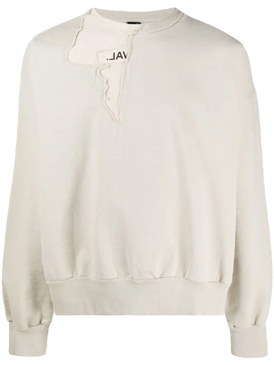 Val Kristopher Distressed Layered Sweatshirt In Neutrals