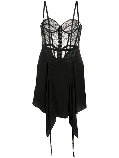Olivier Theyskens Lace Corset Dress W/ Hook & Eye Details In Black